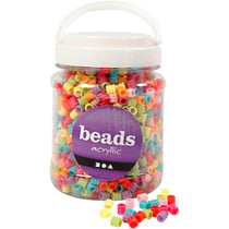 Perles baril, d 7 mm, diamètre intérieur 3,5 mm, ass. de couleurs, 265 gr, 700 ml/ 1 boîte