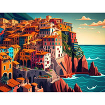 MégaCréa DIY - Peinture au numéro Cinque Terre 30 x 40 cm