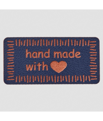 Étiquettes rectangulaires "Handmade" Prym – 40 x 20 mm – En PVC souple – Pour créations textiles faites main 068 bleu foncé