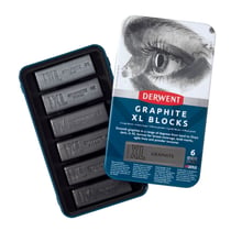 DERWENT - XL GRAPHITE - boîte métal 6 blocs graphite aquarellable