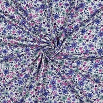Tissu Jersey Coton imprimé Fleuris Jayli sur fond Blanc