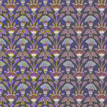 Tissu Coton imprimé Marisa fleurs Ocre sur fond Violet - Au mètre