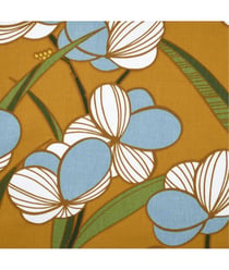 Tissu coton satin fleurs de 160 cm de largeur Jaune vendu par 50 cm