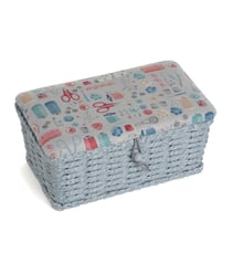 Panier à couture motif Mercerie - 12x19.5x9.5cm - Distrifil Bleu