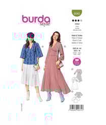 Patron Burda 6040 - Robe et Blouse encolure V et manches froncées du 34 au 44 taille n°FR 34-44