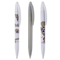 3 stylos à bille - Noir - Pointe fine - Scolaire - Enfant - Chien rigolo - Plastique recyclé