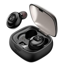 Ecouteurs Bluetooth Rose Avec Affichage Digital Et Boîtier De Charge Magnétique Noir YONIS