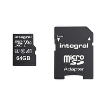 Integral Carte Mémoire MicroSDHC/XC V30 UHS-I U3 Haute Vitesse 64GB Noir