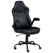 Chaise de Bureau Noire en Cuir PU Pivotante et Réglable avec Accoudoirs Style Traditionnel Moderne