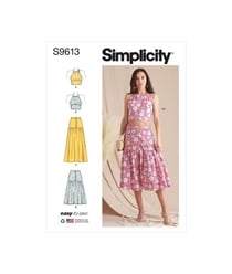 Patron Simplicity 9613 - Hauts et Jupes pour jeunes filles taille n°FR 32-40