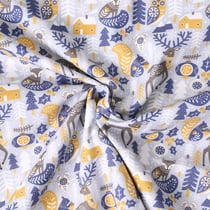 Tissu Coton imprimé Elvëa style scandinave sur fond Gris clair - Au mètre