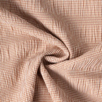 Tissu Polyviscose Seersucker aspect Lin lavé Suzy carreaux Blanc sur fond Beige sable