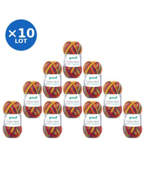 Lot de 10 pelotes COTTON QUICK PRINT de Gründl – 500 g de coton à motifs multicolores certifié Oeko-Tex 205 Multicolore