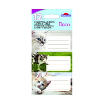 12 étiquettes adhésives scolaires - Rectangle - Photos Chatons