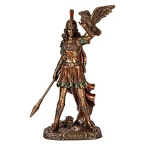 Statue Athéna déesse grecque en résine aspect bronze 19 cm