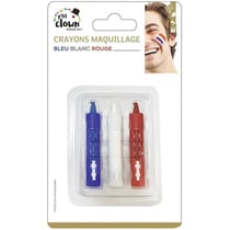 Maquillage - Crayons à l'eau - Bleu, blanc, rouge - Déguisement - Supporter