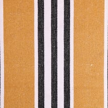 Tissu Coton Tissé Rayures noires et blanches sur fond Moutarde