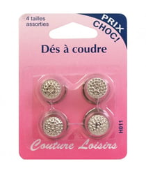 Dés à coudre 4 tailles assorties - Distrifil Argent