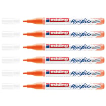 Lot de 6 marqueurs peinture acrylique pointe fine 1-2 mm - EDDING - Orange fluorescent