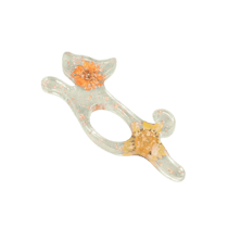 Bague de lecture en résine motif chien-fleurs séchées naturelles