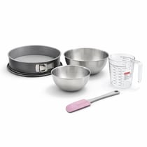 Set pâtisserie avec moule à manqué de 28 cm acier, 2 bols à mixer, verre mesureur et spatule Zenker