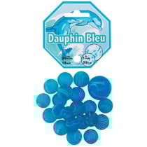 Filet de 20 billes 1.6cm + 1 calots dauphin bleu 2.5cm - jeu de recréation - nille