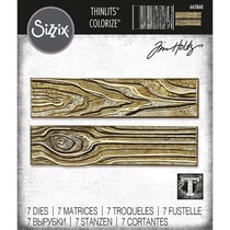 Gabarit de découpe pour machine Sizzix - Colorize Grain de Bois - 7 pièces