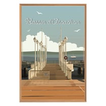 Tableau mural encadré illustration bassin d'Arcachon 65x97 cm