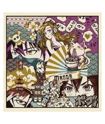 Tissu carré jacquard 48x48 manga