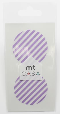 Masking Tape MT Casa Seal Sticker rond en washi Rayé lilas