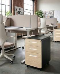 Armoire de bureau Acier Noir/marron clair LARCO - Beliani