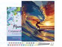 Peinture par Numéro Figured'Art avec Cadre - Surf sur grande vague - Kit de Loisir Créatif DIY Numéro d'Art Complet - 40x50cm toile tendue sur châssis