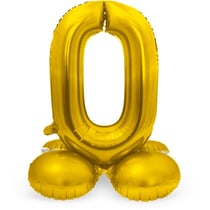 Ballon Aluminium avec base Chiffre 0 Doré - 72 cm