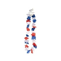 Collier de fleur hawaïen - Bleu, blanc, rouge - Déguisement - Supporter