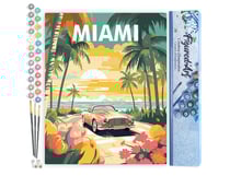 Peinture par Numéro Figured'Art - Affiche de voyage Miami au coucher du soleil - Kit de Loisir Créatif DIY Numéro d'Art Complet - 40x50cm sans châssis en bois