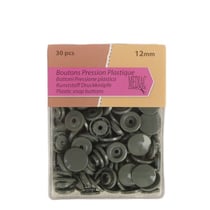 Lot de 30 boutons pression 100% plastique kaki 12mm