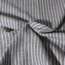 Tissu Double gaze de Coton Poppy Rayé blanc sur fond Gris