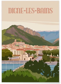 Affiche ville Digne-les-Bains | A3 : 29,7x42cm