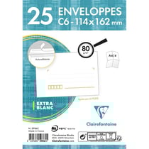 Paquet de 25 enveloppes - Blanches - C6 114X162mm - Auto-adhésive - Avec cases