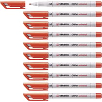 Lot de 10 feutres pour transparents encre soluble pointe médium - STABILO - Rouge