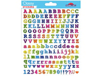 170 Autocollants - Alphabet et chiffres - arc-en-ciel - Dorures