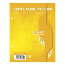 Feuilles simples - Petit format - Grands carreaux - Jaune - Perforées - 100 feuilles - Clairefontaine
