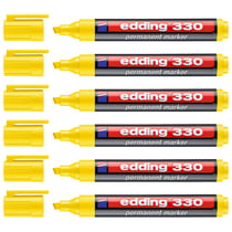 Lot de 6 Marqueurs permanents EDDING - Jaune - Pointe biseautée 1-5 mm