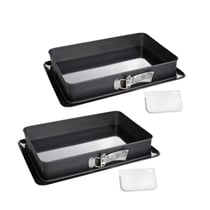 Ensemble de 2 Moules à charnière rectangulaire en acier émaillé et sa spatule 42 x 29 cm Zenker Deluxe
