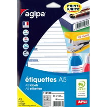 Apli 114139 - Etiquettes multi-usage blanches expéditeur/destinataire 64 x 133mm A5