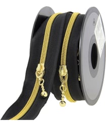 Fermeture à glissière Spirale N°4 avec tirettes rondes - Milward Noir et Or
