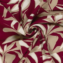 Tissu crêpe de viscose imprimé Pâquerette Fleuris blanc sur fond Rouge
