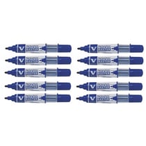 Lot de 10 Marqueurs Rechargeable VBOARD MASTER Begreen Pointe Conique Fine Bleu PILOT