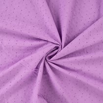 Tissu Coton brodé ajouré Fleuris sur fond Violet