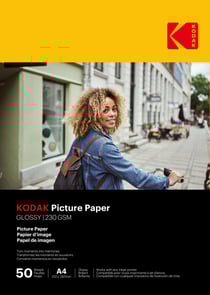 KODAK - 50 feuilles de papier photo 230g/m², brillant, Format A4 (21x29,7cm), Impression Jet d'encre - 9891267